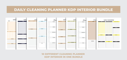 Daily cleaning planner interior design template, kdp interior bundle . eps