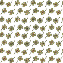 Fototapeta premium Retro 70s 60s Floral Hippie clover Summer Groovy clover Power vector seamless pattern. Boho retro colours