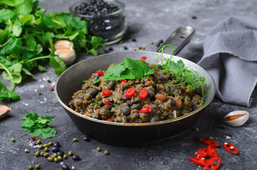 Mung Bean and Black Bean Stew, Tasty Vegetarian Food