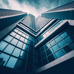 Fototapeta na wymiar Modern skyscraper with mirror glass.Generative AI