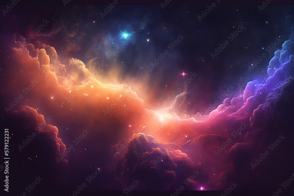 Aufkleber a stunning display of color and space: gradient galaxy background - generative ai