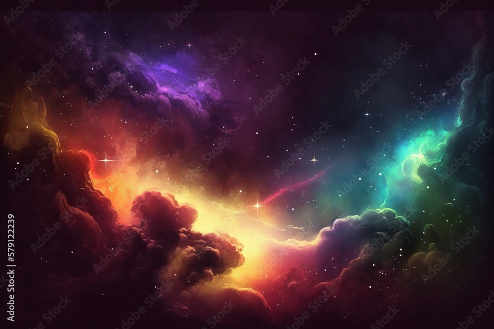 Poster experience the magic of space with gradient galaxy background - generative ai
