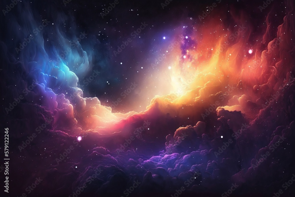 Poster discover the wonders of the universe with gradient galaxy background - generative ai
