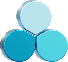 Chart diagram 3 sections or steps. 3d icons for infographic presentation.