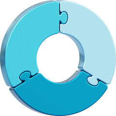 Chart diagram 3 sections or steps. 3d icons for infographic presentation.