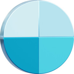 Chart diagram 4 sections or steps. 3d icons for infographic presentation.