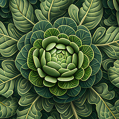 Obraz premium Ornamental green cabbage, leaves background