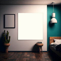The canvas mockup is in the interior of the room, wall art mockup, Generative AI