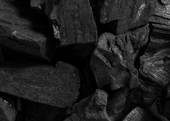 Charcoal,Black charcoal texture background.Close up.