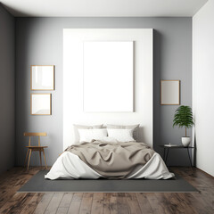 The canvas mockup is in the interior of the room, wall art mockup, Generative AI
