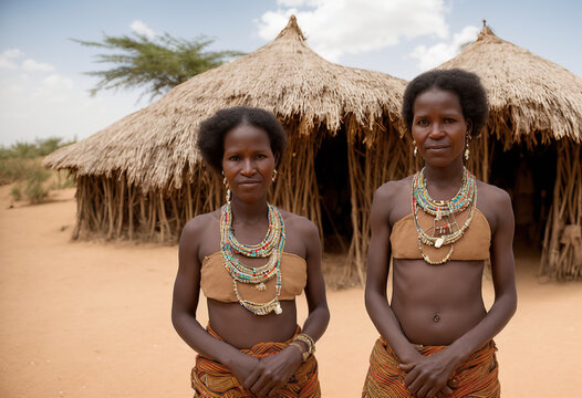 Generative AI image of local tribal women in village