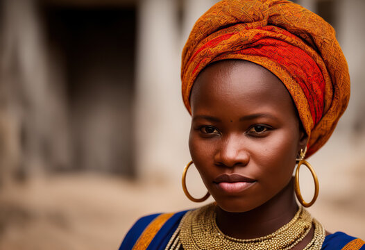 Young woman from an African tribe in Ethiopia. Generative AI
