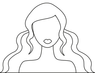 Outline woman with black hair Women's day background Beauty center hair dresser, hair care or any other women and female concept background. Vector design element on black background for multiple uses