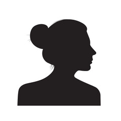 Silhouette Portrait of beautiful girl with a hairstyle, a silhouette woman in profile, isolated outline silhouette. Women's day on white background.