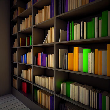 There are many books on the bookshelf in the library. AI generated
