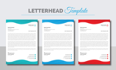 Modern Creative & Clean business style letterhead template design with color variation bundle. Corporate letterhead template design for your project, vector design, editable layout...