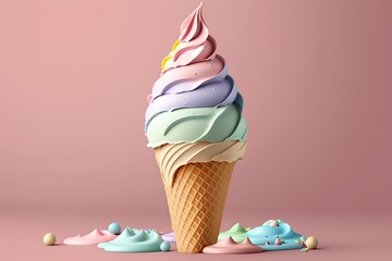 Delicious ice cream cone. Generative Ai