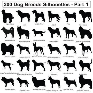300 Dog Breeds Silhouettes Collection Set Part 1