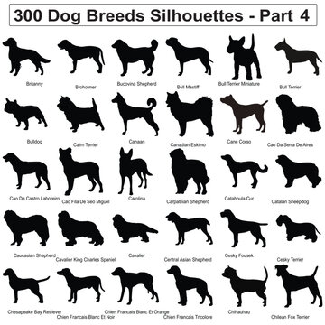 300 Dog Breeds Silhouettes Collection Set Part 4