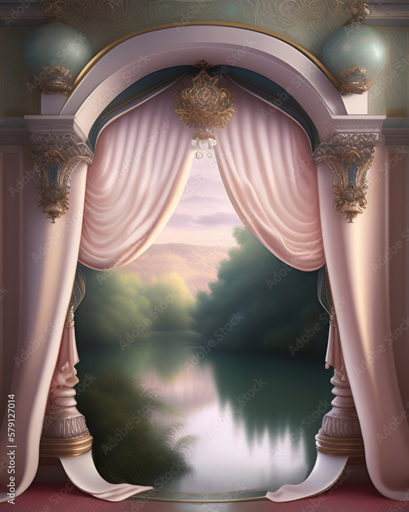 Wall mural generative ai: curtains luxury scene performance or background for web