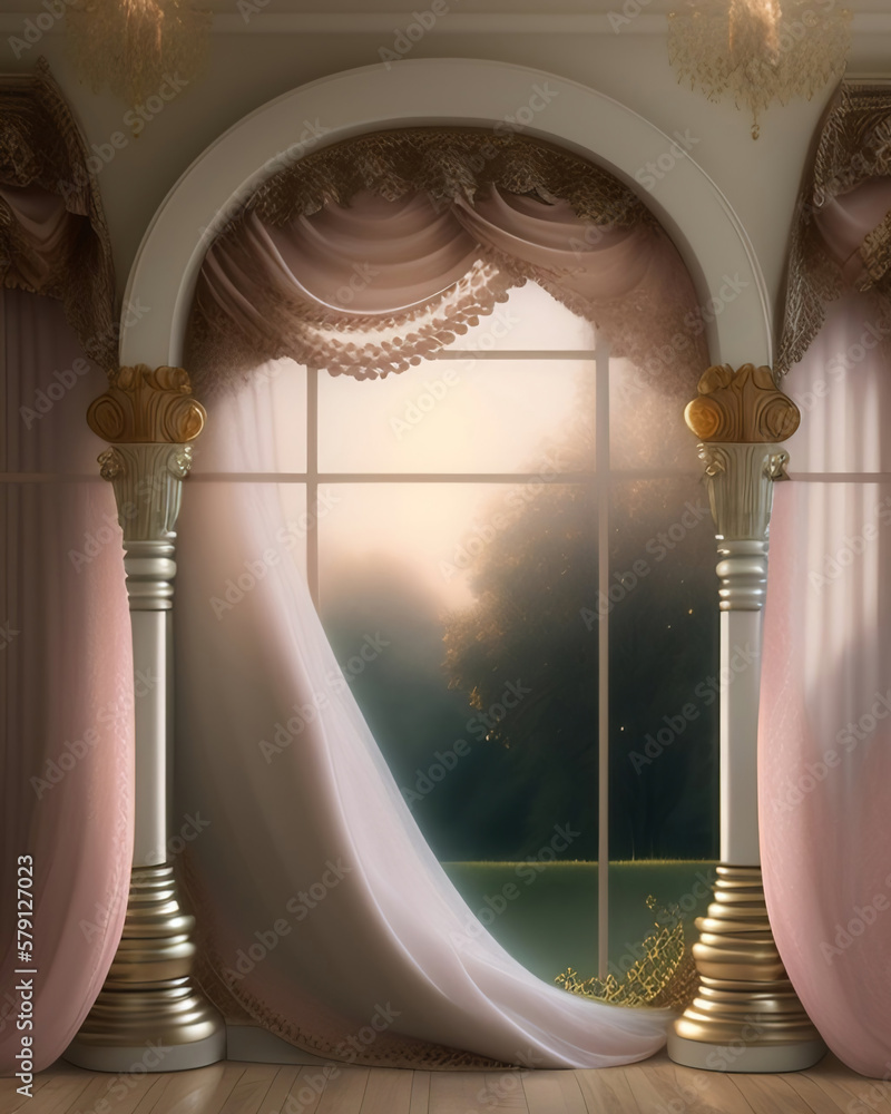 Wall mural generative ai: curtains luxury scene performance or background for web