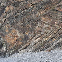 Folded strata at Millook Haven Cornwall