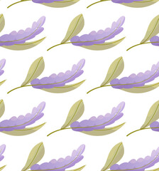 Lavender seamless pattern, Flowers pattern, leaves texture, illustration for design package tea, wallpaper, cosmetics, textile, natural organic product, vector hand drawn illustration