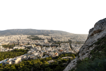 aerial view of the city from Lycabettus hill with a transparent background