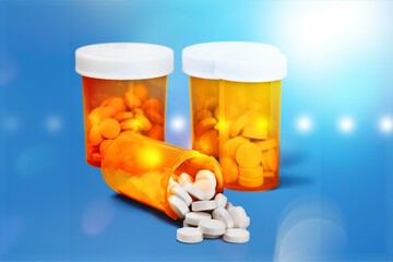 Medical pills in prescription plastic drug bottle