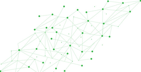 Green network. Abstract connection on white background. Network technology background with dots and lines for desktop. Ai system background. Abstract data concept. Line background, network technology