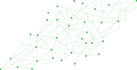 Green network. Abstract connection on white background. Network technology background with dots and lines for desktop. Ai system background. Abstract data concept. Line background, network technology