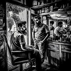 Barber shop and vintage tour - Black art design