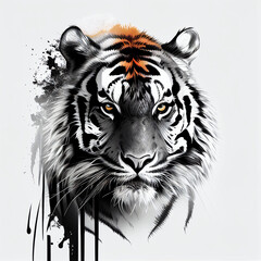 Art design animals draw, cat and dogs, tiger style