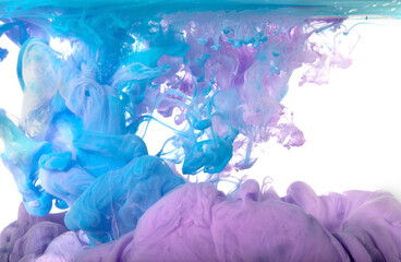 Colorful blue-pink background from clouds of paint. Texture for text and graphic design.