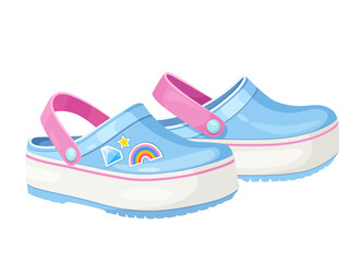 Illustration of summer and beach rubber slippers