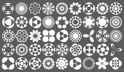 Naklejka na ściany i meble Set of Vector Mathematical Cycloid Curve Structure Set - Abstract Generative Art Elements 