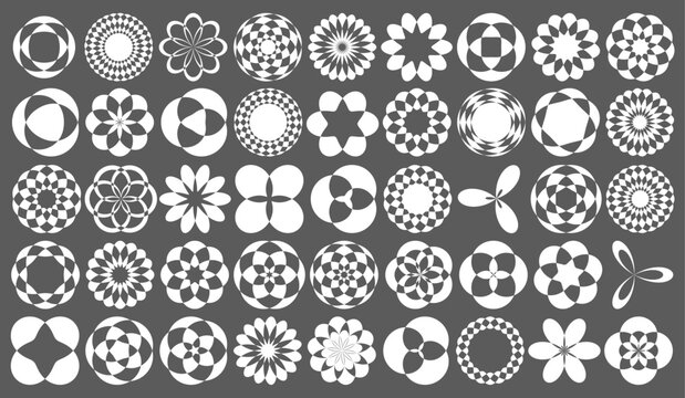 Set of Vector Mathematical Cycloid Curve Structure Set - Abstract Generative Art Elements  

