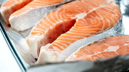 fresh salmon steaks with lemon and rosemary