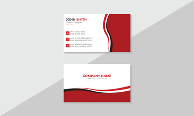 Red modern Double-sided creative business card vector design template.
Modern Business Card - Creative and Clean Business Card Template. 
