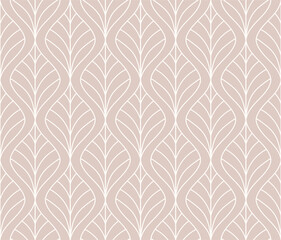 Damask organic leaves seamless pattern. Vector retro style background print. Decorative flower texture. - 579131842