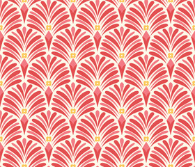 Abstract victorian seamless pattern. Vector art deco background. Geometric illustration. - 579132025