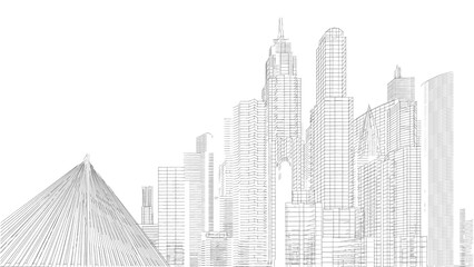 City skyscrapers 3d rendering 3d illustration