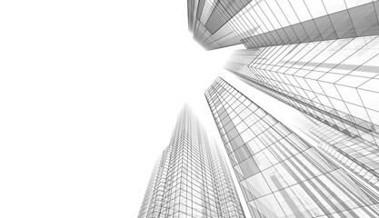 City skyscrapers 3d rendering 3d illustration