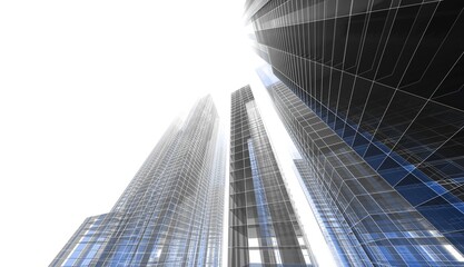 Fototapeta na wymiar City skyscrapers 3d rendering 3d illustration