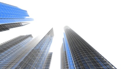Plakat City skyscrapers 3d rendering 3d illustration