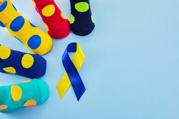 Fototapeta World Down syndrome day background. Lots of socks. obraz