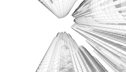 Fototapeta premium City skyscrapers 3d rendering 3d illustration