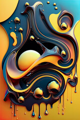 Abstract art design musical posters, liquid, molten objects. Posters and musical covers, vectorized 3D illustrations on the background, generative ai,  Abstract, 