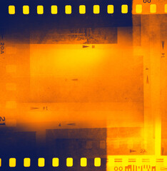 Film negative frames orange background