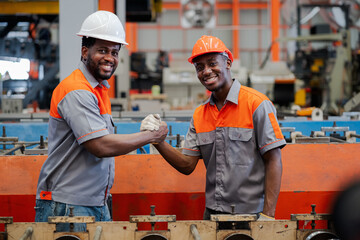 Smart portraits, African Americans engineers and technician workers  are giving a confident thumbs-up within a standardized industry.
